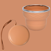 Gobelet pliable en silicone avec logo personnalisé, 200 ml, bord en métal et design portable