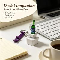 Porte-clés Mini Bouteille de Vin LED avec Son de Clic Clapotant, Jouet Anti-Stress, Pendentif de Sac Portable, Décoration de Bureau