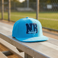 Gorra de Béisbol Azul de 5 Paneles con Cierre a Presión, Logotipo Bordado, Algodón, Unisex, Casual, Deportiva, Streetwear