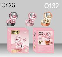Earphone Desain Jepit Telinga Q132 Tipe-C Gaming Musik Tws Nirkabel Olahraga dengan Cermin Rias Layar LED
