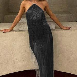 Vua McGreen Sao Mới Hàng Ngày Giản Dị Chặt Chẽ Sexy Slim Sling Ăn Mặc Thanh Lịch Câu Lạc Bộ Đảng Mặc Halter Long Lanh Tua Buổi Tối Porm Ăn Mặc - Product Image 3