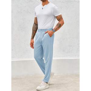 2025 hommes coupe ajustée robe pantalon affaires décontracté Golf Chino pantalons Stretch plissage fermeture éclair Anti-rides personnalisable - Product Image 3