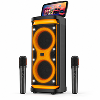 Speaker Karaoke Portabel 60W Dual Woofer 10 Inch Layar Sentuh 13.3 Inch Android WiFi Wireless Cast Sistem Suara Pesta RGB LED