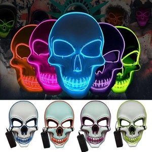 DAMAI Halloween LED Light up Scary Spooky Mask Cosplay Skeleton Party Masks Face with Light Led Masquerade Mask - Product Image 1