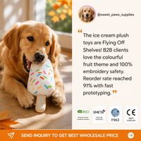 Jouet en peluche couineur pour chien, en coton rembourré, en forme de cornet de crème glacée et de bâtonnet glacé, 4 modèles, arc-en-ciel, interactif, pour chiot, été, OEM, vente en gros