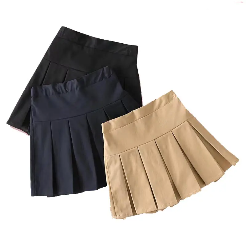 लड़कियों के स्कूल वर्दी Pleated स्कर्ट खाकी स्कूल वर्दी लघु स्कर्ट