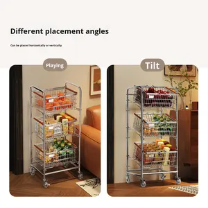 Carrito de Almacenamiento para Aperitivos, Mesa Auxiliar para Sala de Estar, Mueble de Almacenamiento Multifuncional, Estante de Almacenamiento de Metal para Cocina - Product Image 5