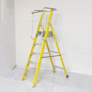 Phong cách công nghiệp di chuyển an toàn sợi thủy tinh bục nền tảng thang với lan can gấp & tính năng cách nhiệt - Product Image 3