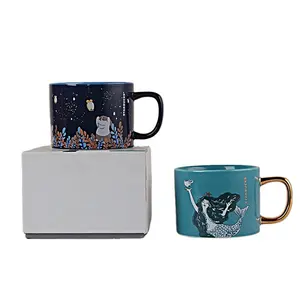 Tasse à café en céramique de 12oz, timbre de lapin de sirène, tasse en porcelaine colorée avec personnalisation pour cadeau