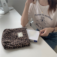 Tas Makeup motif macan tutul, dompet kosmetik perawatan kulit model baru tas penyimpan sederhana kanvas portabel