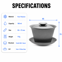 Gaiwan en titane pur Sancai, isolé thermiquement, incassable, portable, pour le voyage, le camping et les activités de plein air
