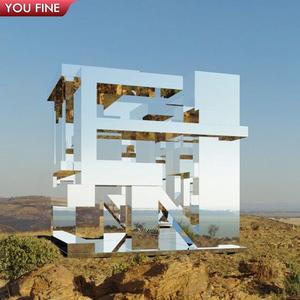 กลางแจ้งกระจกขัดทันสมัยประติมากรรมขนาดใหญ่โลหะกลวงรูบิคสแตนเลสรูปปั้น - Product Image 5