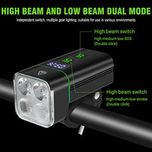 1800LM USB ricaricabile a LED luce per bicicletta IPX5 impermeabile frontale per <span class=keywords><strong>bici</strong></span> con Power Bank e modalità a doppio raggio - Product Image 3