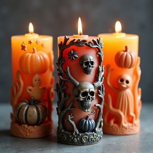 Customizable 3D Silicone <b>Mold</b> For Halloween DIY <b>Candle</b> Making Kits Transparent Rectangle Shape - Product Image 2
