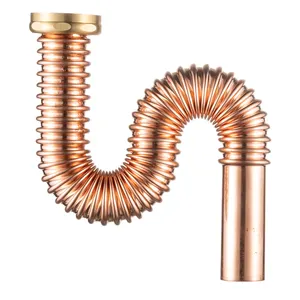 Odor-proof Red Copper Corrugated Pipe outer bellows bathtub downpipe Sink Drainage Basin Drain