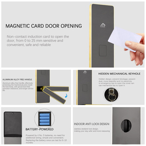 Modern Golden Stainless Steel RFID Smart Lock for Wood Doors Hotel Software Cloud Storage T57 <b>Access</b> <b>Control</b> <b>Card</b> System S1 Gold - Product Image 2