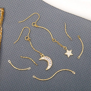 Chaînes en cuivre plaqué or pour la fabrication de boucles d'oreilles, accessoires de bijoux DIY, forme incurvée à double trou, placage 18k 14k - Product Image 3