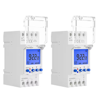 Interruptor de tiempo de 2 canales, reloj de tiempo programable de 24 horas, intervalo de segundos con dos salidas independientes de relé, reloj de tiempo electrónico