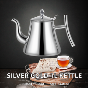 CHENGJIA Bollitore Classico in Acciaio Inossidabile Argento/Oro da 1L per Induzione, Grado Alimentare, Commerciale, per Caffè e Tè con Filtro Infusore - Product Image 2