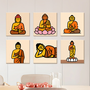 Orfon Chúc May Mắn Phật 6-Pcs Mini Sơn Bằng Số Kit, Nhỏ Tự Làm Sơn Bằng Số, OEM Toàn Cầu Dropshipping - Product Image 2