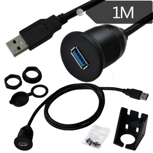 Usb3.0 Panel Mount <b>Cable</b> 1M <b>Waterproof</b> Durable For Car Boat Motorcycle Dashboard - Product Image 1