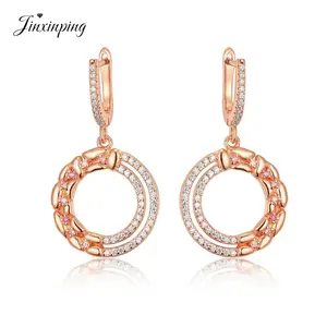 Jinxinping Rose Gold Plated Fashion Female Cubic Zirconia Dangle Earring