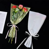 Sacs d'emballage pour bouquets en gros, personnalisés, imprimés, en forme de trapèze, avec façade transparente et dos coloré, pour fleuristes