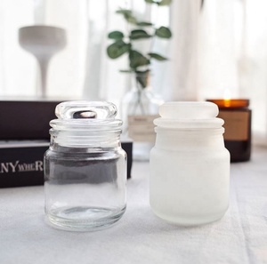 Modern Simplicity Frosted clear Glass Candle Jar and Holders With <b>Lid</b> and Customer Logo for Candle Making - Product Image 2