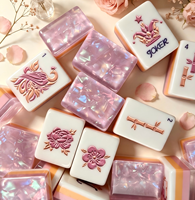 Jeu de Mahjong de Luxe en Acrylique, Style Américain, Tuiles Peintes et Gravées Rose Doré, Effet Nacré, 160 Pièces en Gros