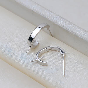 ต่างหูเงินแท้ S925 แบบ DIY ประดับมุกคู่ สไตล์เรียบง่าย สำหรับผู้หญิง อุปกรณ์ทำเครื่องประดับ ตัวเรือนเปล่า ผลิตในจีน - Product Image 3