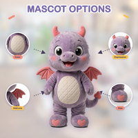 Costume de mascotte Dragon Bébé sur mesure OEM 2026, taille adulte, peluche violette pour événements festifs, cabine photo, ODM