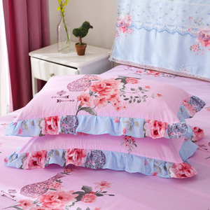 Parure de <span class=keywords><strong>lit</strong></span> 3 pièces de luxe moderne en polyester tissé 100% avec imprimé floral, jupe de <span class=keywords><strong>lit</strong></span> en dentelle, taie d'oreiller et housse de couette - Product Image 3