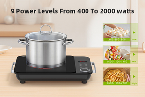 Cuisinière à <span class=keywords><strong>induction</strong></span> électrique portable à brûleur unique avec commande par bouton <span class=keywords><strong>pour</strong></span> la cuisine à domicile, <span class=keywords><strong>pour</strong></span> la friture, le fondue, la casserole en verre - Product Image 2