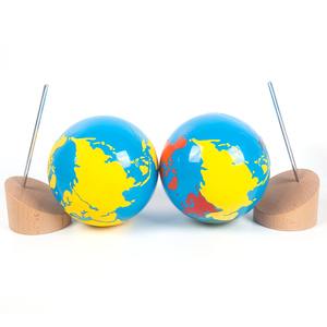 Globe terrestre en bois Montessori, matériel d'apprentissage de la géographie et des continents pour la maternelle - Product Image 2
