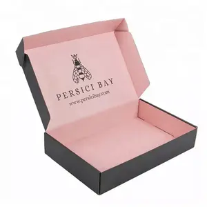 Boîtes d'expédition roses avec logo personnalisé pour sweats à capuche Boîte en carton ondulé pliable Boîtes postales d'emballage pour sous-vêtements vêtements