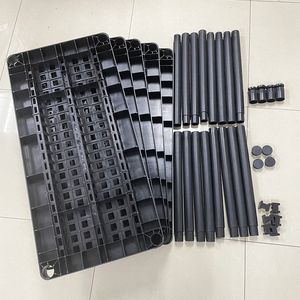 מדפי אחסון תעשייתיים כבדים ללא ברגים, מדפי מחסן מפלסטיק להרכבה עצמית, מדפים ניתנים לערום למוסך, מדפי אחסון שחורים - Product Image 6