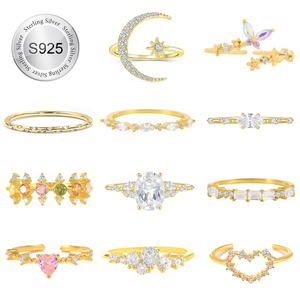 Luxe S925 argent respectueux de l'environnement placage 5a cubique zircone Flash diamant fiançailles empilable bague de mariage femmes - Product Image 5