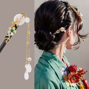Bâtonnet à cheveux en bois rétro chinois vintage, épingle à cheveux florale élégante pour femmes, accessoire de coiffure Hanfu - Product Image 4