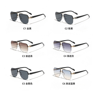 Lunettes de soleil œil de chat tendance 2026 pour femmes, protection UV400, lunettes de pilote de haute qualité, lunettes de soleil rétro carrées sans monture en métal pour hommes - Product Image 3