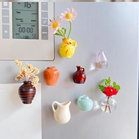 8 mini-vases aimantés - Vases à bourgeons magnétiques 2025 Nouveaux mini-aimants en céramique mignons pour réfrigérateur Vase à fleurs en céramique 3D amusant
