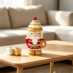 Figurine de Père Noël en céramique avec cadeau et cloche, décoration de Noël pour la <span class=keywords><strong>maison</strong></span>, ornement de table pour les fêtes - Product Image 5