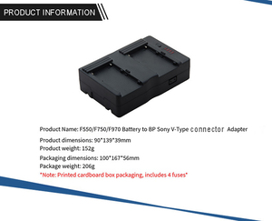 F550/F750/F970 <strong>Battery</strong> to BP Adapter for Sony V-Type <strong>Battery</strong> Plate Converter with D-TAP Output Interface <strong>Camera</strong> Accessories - Product Image 6