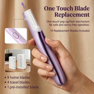 Herramienta Eléctrica Sónica Recargable para Dermaplaning, Elimina el Vello Superfluo, con LED Integrado, Ángulo de 45 Grados, Base de Carga y Cuchillas de Repuesto - Product Image 5