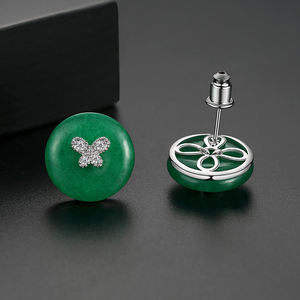 LUOTEEMI gioielli di moda per feste di matrimonio Design elegante orecchini a bottone in giada attraenti per le donne - Product Image 5