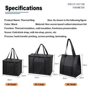 Sac isotherme personnalisé en non-tissé pour livraison de repas, sac fourre-tout réutilisable isolé, sac d'épicerie isolé en feuille d'aluminium avec logo - Product Image 3