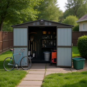 Abri de jardin en acier pour extérieur 8,2 x 6,2 pieds, portes doubles verrouillables, aérations, modèle D0100H5RUDX - Product Image 2