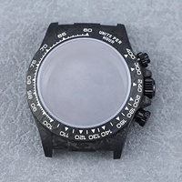 Jam Tangan Mekanik Pria Kualitas 5A Elemen Hitam Penuh 60g Kronograf Tiga Dial Tali Nilon Gesper Serat Karbon Jam Tangan Sport Klasik