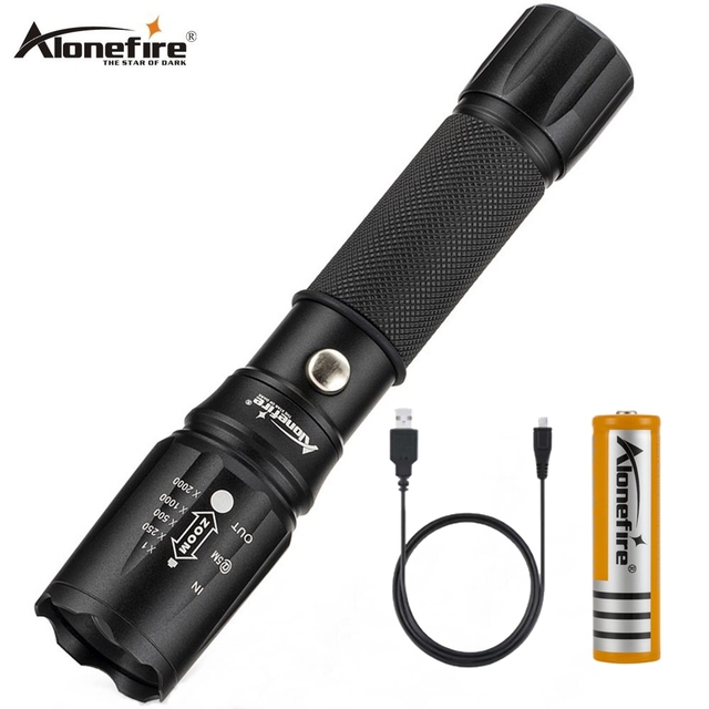 AloneFire X590 Powerful Led Flashlight T6 Patrol Zoom Hike Work Fishing Household Outdoor Lighting Torch 18650 Usb Rechargeable