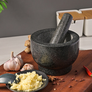Stone Mortar And Pestle Garlic Crusher Manual <b>Herb</b> Spice <b>Grinder</b> Durable Kitchen Tool For Home Use - Product Image 1