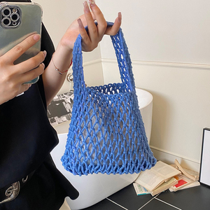 Nuova Borsa da Spiaggia alla Moda <span class=keywords><strong>in</strong></span> Rete di <span class=keywords><strong>Corda</strong></span> di Cotone Intrecciata, Borsa all'Uncinetto Fatta <span class=keywords><strong>a</strong></span> <span class=keywords><strong>Mano</strong></span> con Tasca Interna - Product Image 5